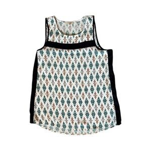 Halo Diamond Pattern Tank Top - Black, White, Teal, orange